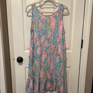 Women’s Colorful Sleeveless Ruffle Hem Dress Lilly Pulitzer